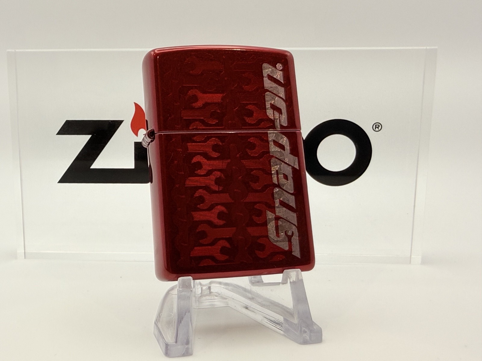 GENUINE ZIPPO LIGHTER RED SPANNER DESIGN SNAP ON COLLECTABLE BOXED & NEW