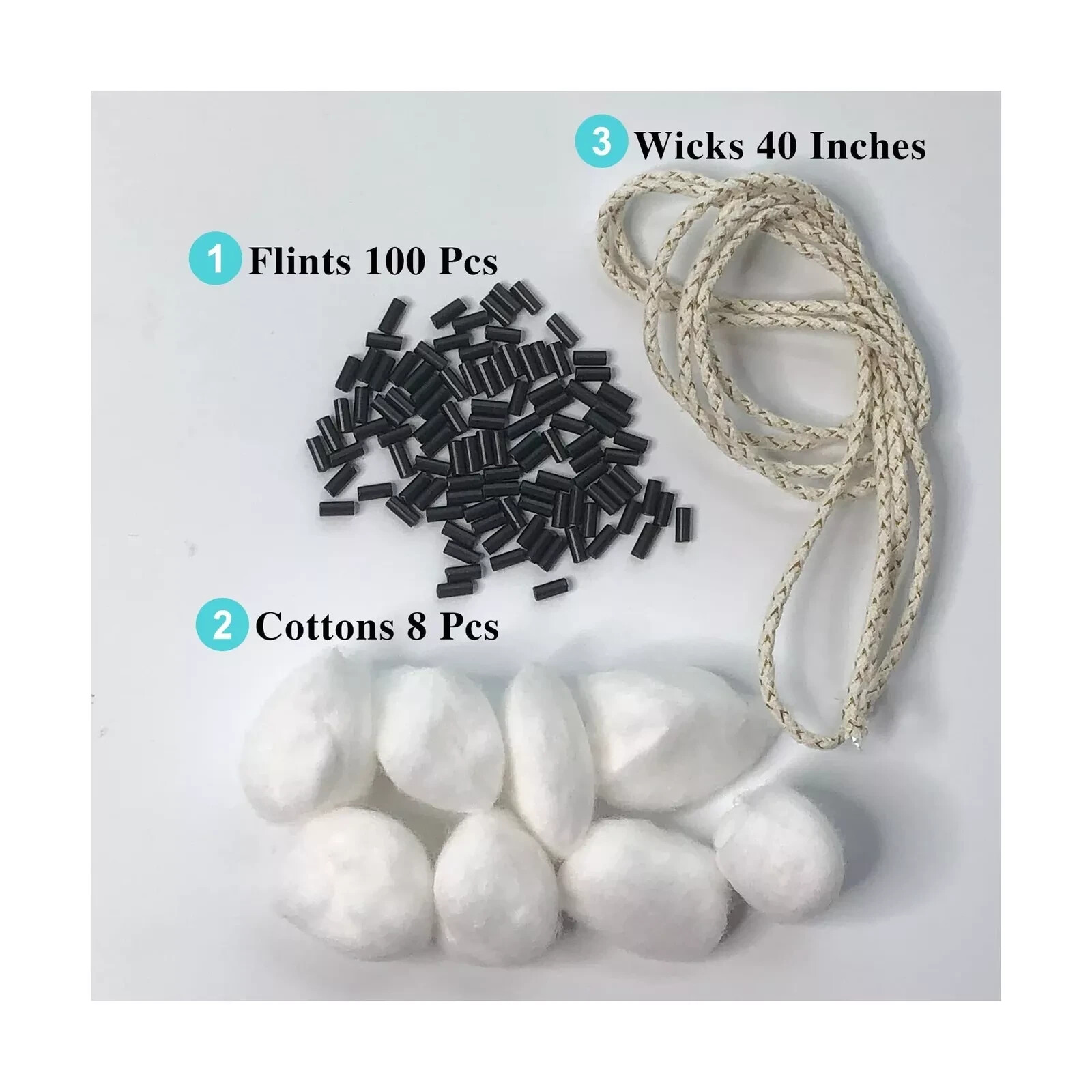 zippo Repair kit zippo Cotton. 100 Pices Flint Stone Ferrocerium Rod for Kero…