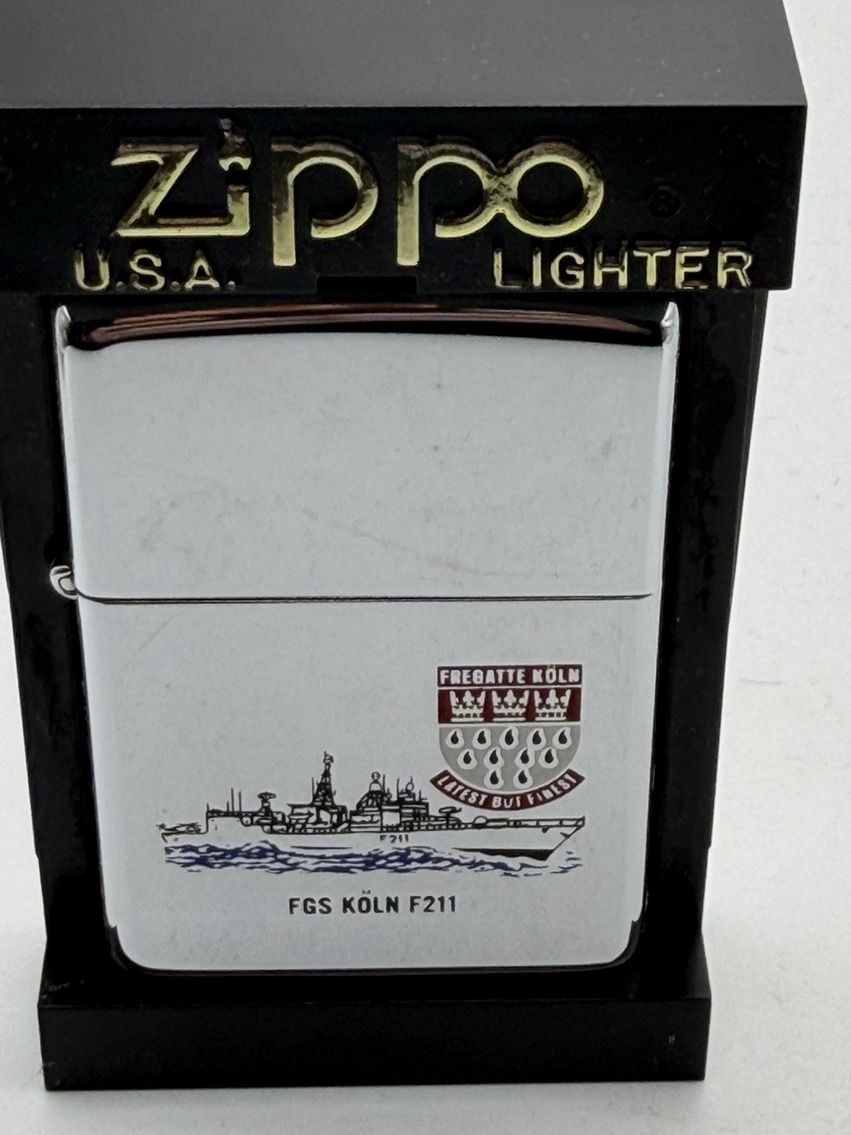 Vintage 1994 German Military Warship FGS Koln F211 Chrome Zippo Lighter New B28