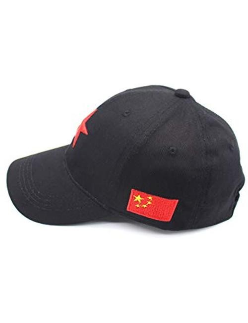 Men’s Adjustable Strap China Red Five Point Star Military Dad One Size Black