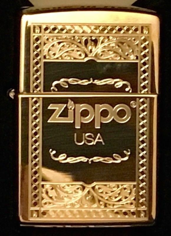 Zippo Windproof Brass Lighter With Frame Design & Zippo Logo, 63920, New In Box