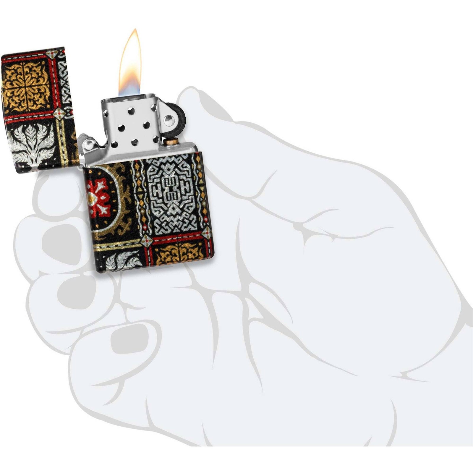Zippo Windproof Lighter Tapestry Pattern Design Glimmering Metallic Finish 46146