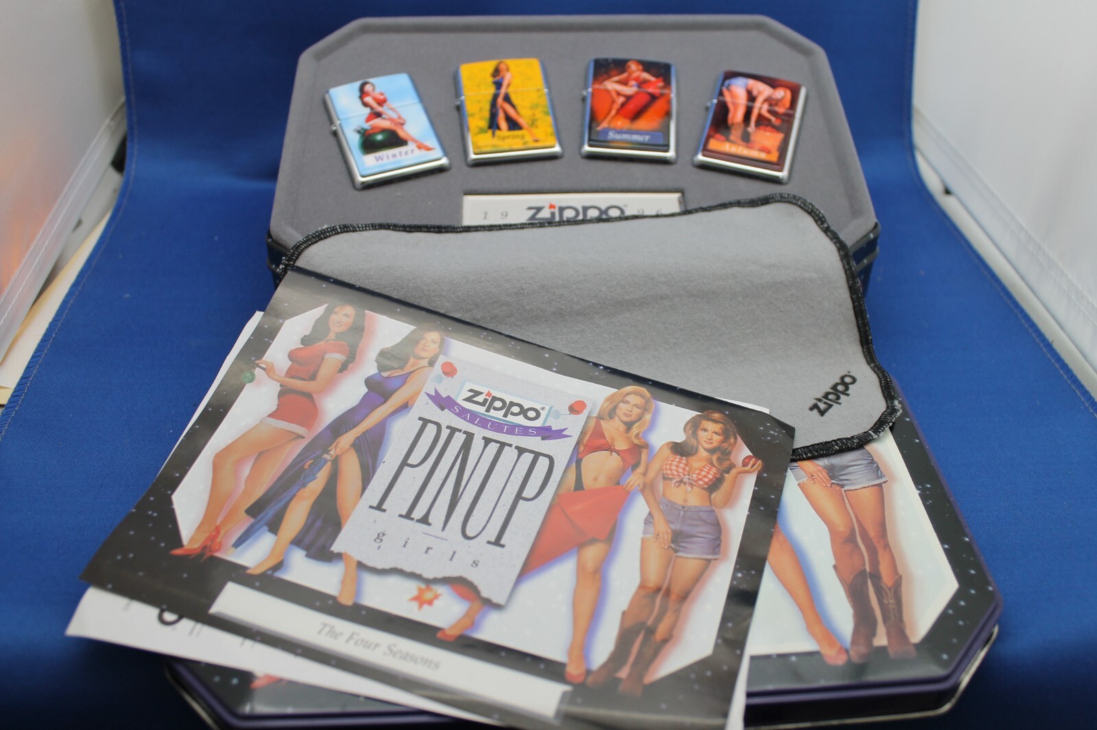 ZIPPO 1996 ZIPPO SALUTES PINUP GIRLS. Limited Edition 4 lighter Set In Tin. NEW.
