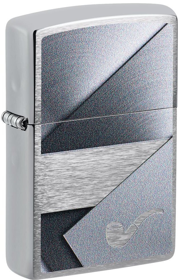 ZIPPO Pipe Lighter Chrome Brushed Sheet Metal 60007811 with Pipe Insert