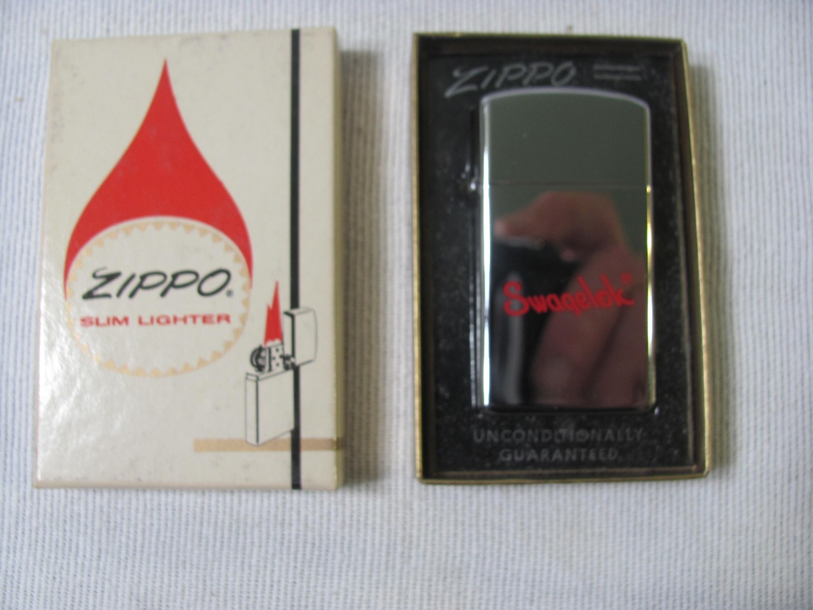 Swagelok Slim Zippo Lighter — High Polish Chrome -Unused ?-In Original Box