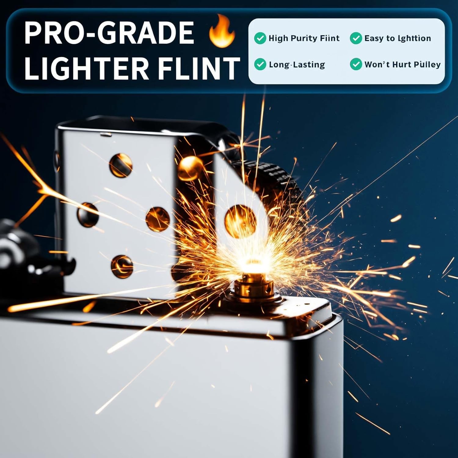 100PCS Lighter Flints Replacement for Zippo &Clipper Durable Fast-Igniting Spark