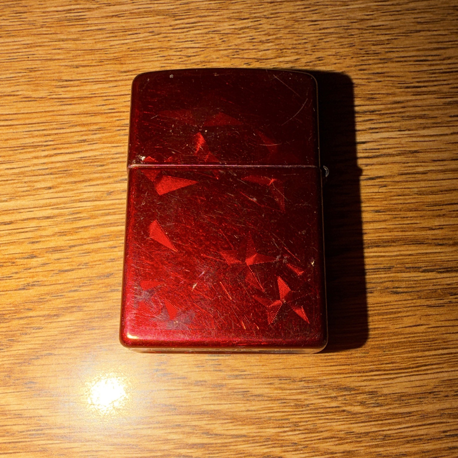 Zippo Red Metal Lighter Zippo Logo Pattern & Star Design Bradford, PA USA