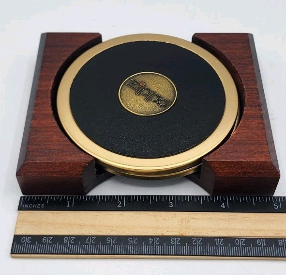 Zippo wine coaster with logo wooden case included Made In The USA