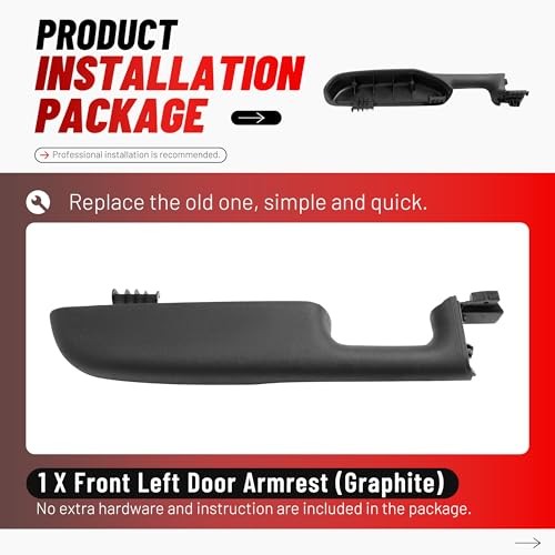 Left Door Armrest Compatible with 1999-2002 GMC Sierra Left Side Graphite