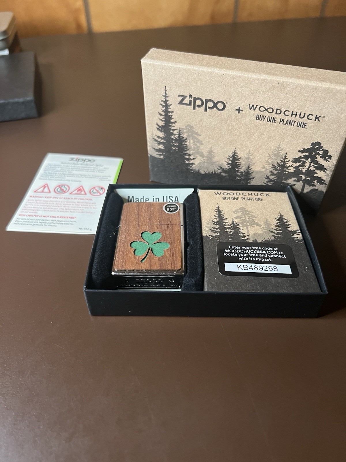 Zippo Woodchuck Lighter LUCKY SHAMROCK 4 Leaf CLOVER 2019 Mint In