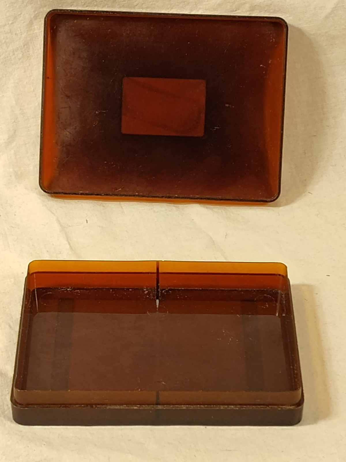 Vintage Zippo Playing Card Box Plastic Amber Double Slot