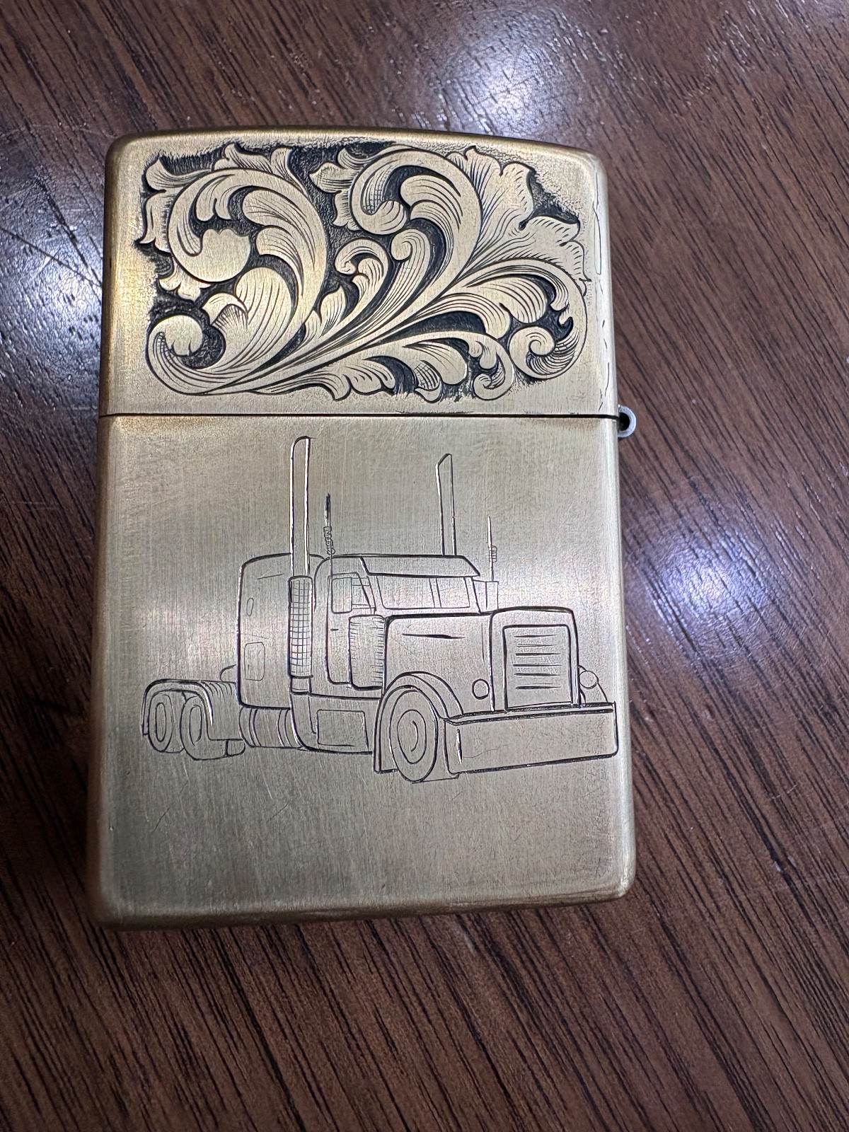 Hand Engraved Brass Zippo Lighter