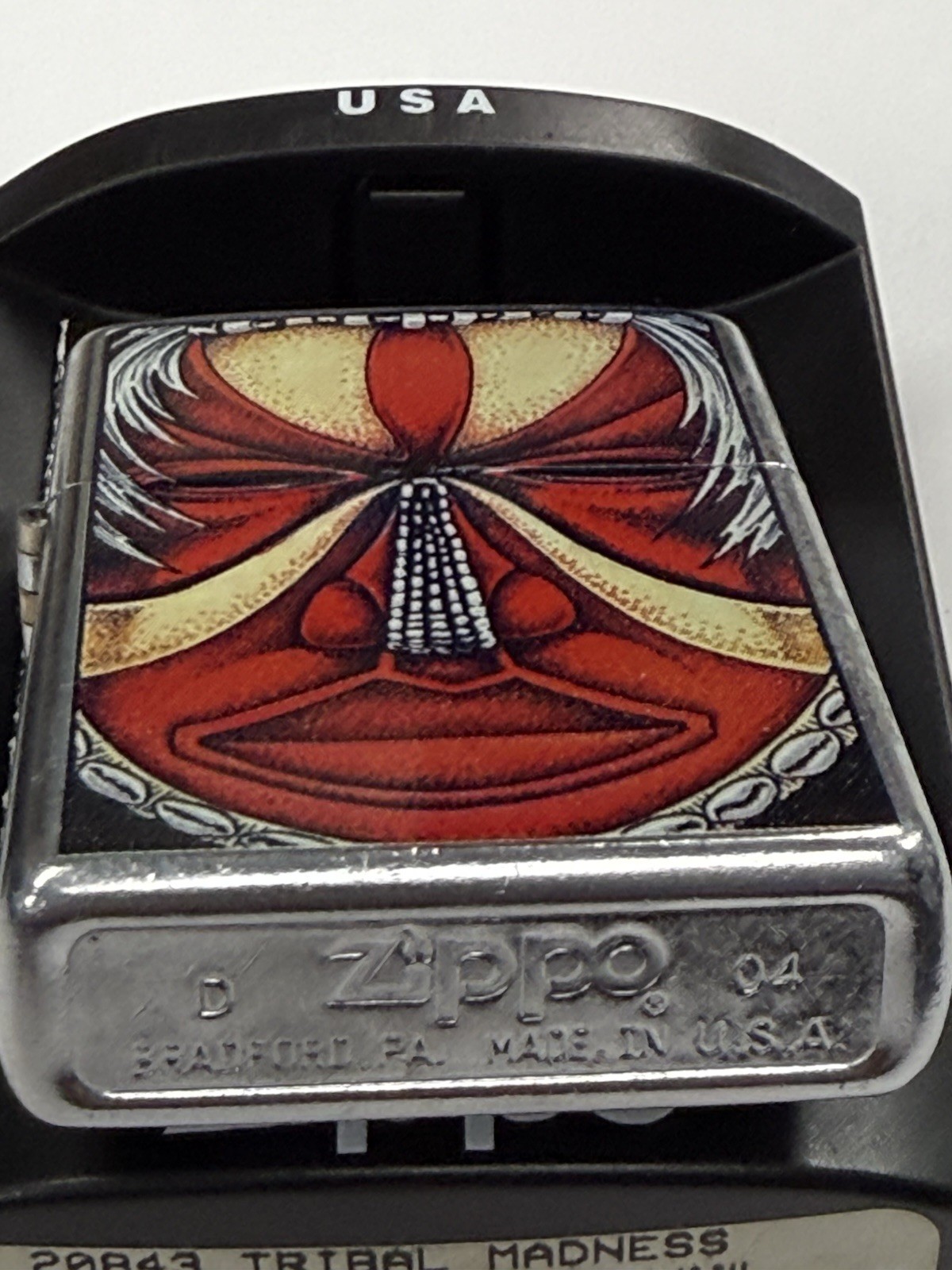 ZIPPO 2004 TRIBAL MADNESS PAINTED MASK LIGHTER SEALED IN BOX C408