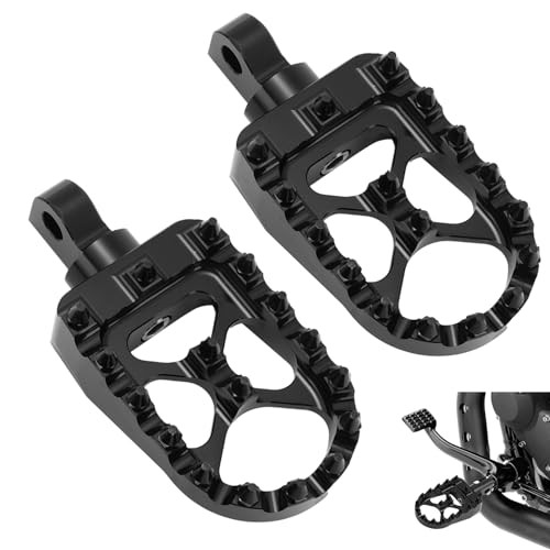 CNC Wide Foot Pegs, MX Foot Pegs 360° Adjustable Chopper Bobber Style Fit Black