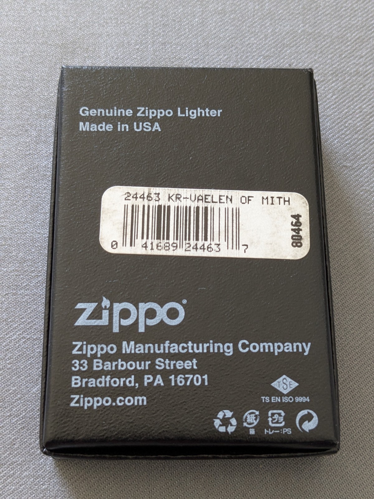2008 KIT RAE VAELEN OF MITH BLACK MATTE ZIPPO LIGHTER MIB RARE