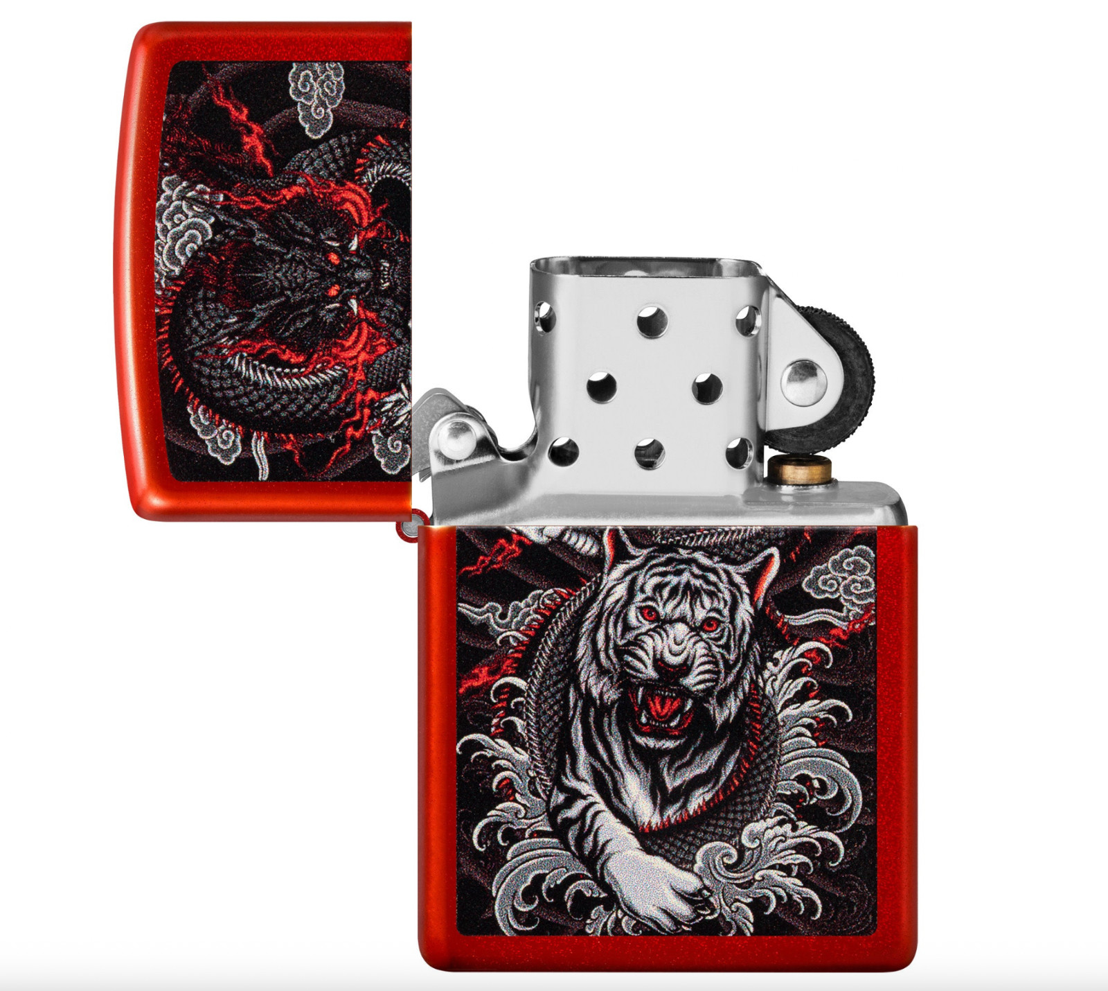 Zippo Windproof Metallic Red Dragon & Tiger Lighter, 48933, New In Box