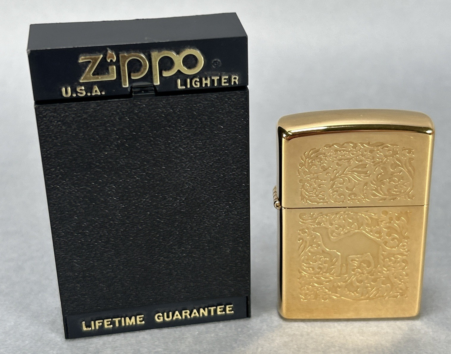 Zippo Lighter Camel Double Sided 22k Gold Plated Over Brass 1995
