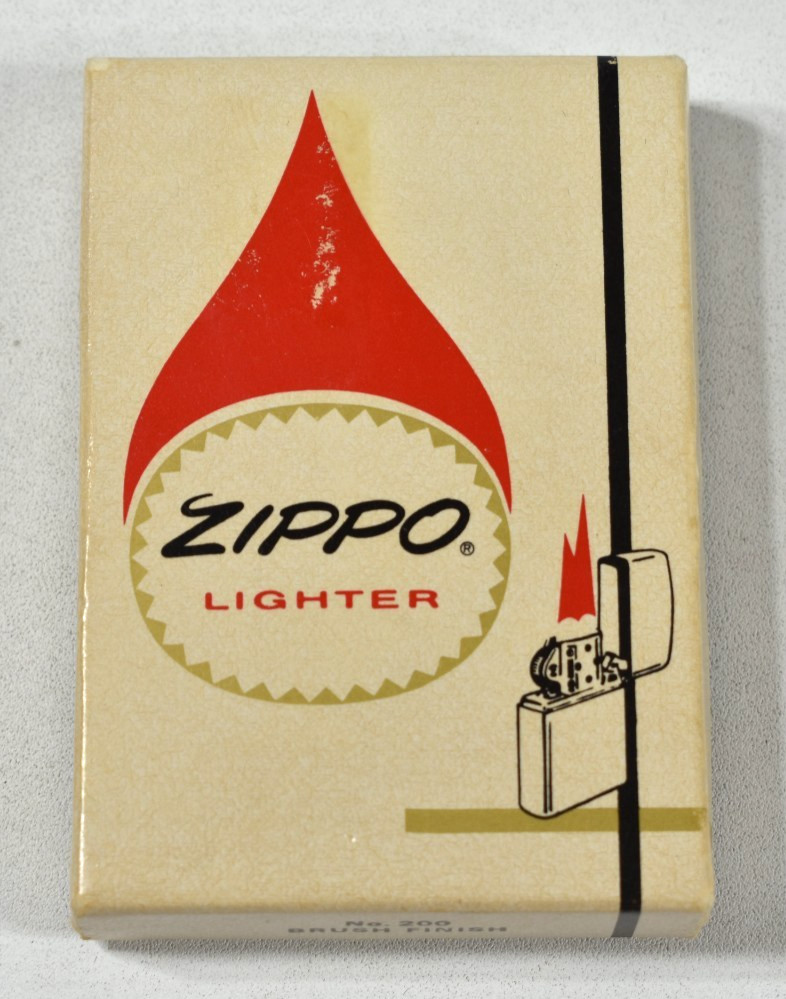 Vintage 1970s ZIPPO No. 200 Lighter BRUSH FINISH Unfired with Box Instructions