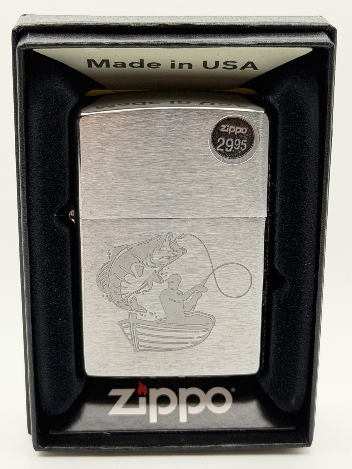 2023 Fisherman Bass Boat Fishing Chrome Zippo Lighter NEW 48863