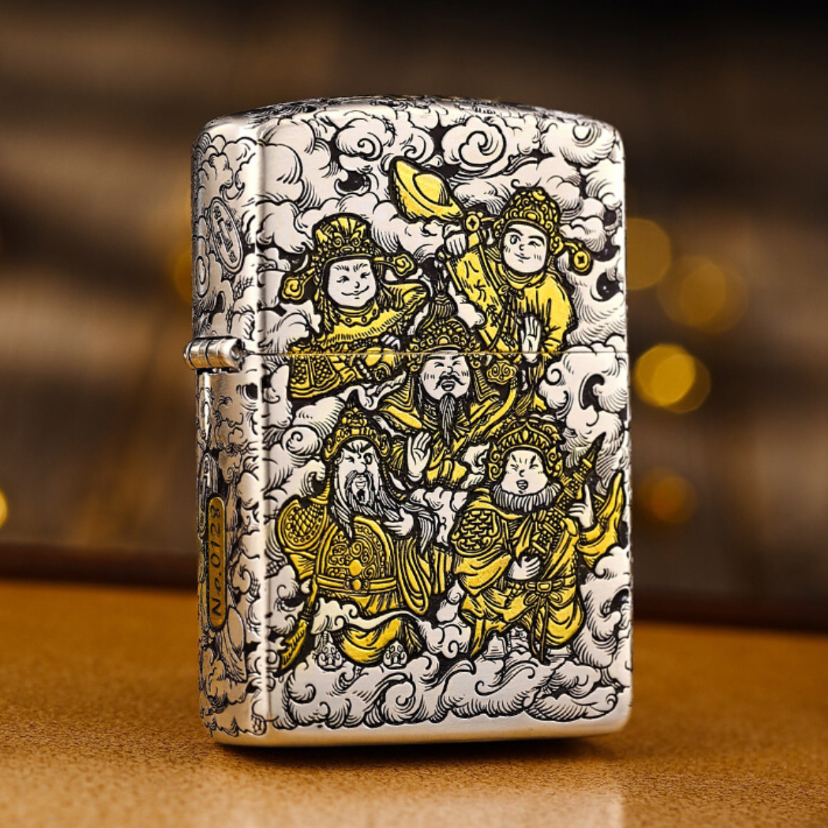 Zippo Armor Five-Way God of Wealth Lighter Smoked Silver Limited Edition