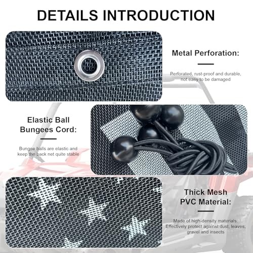 Rear Window Net for 2020-2025 Polaris RZR PRO XP 4/Pro R/Turbo R,Soft Mesh