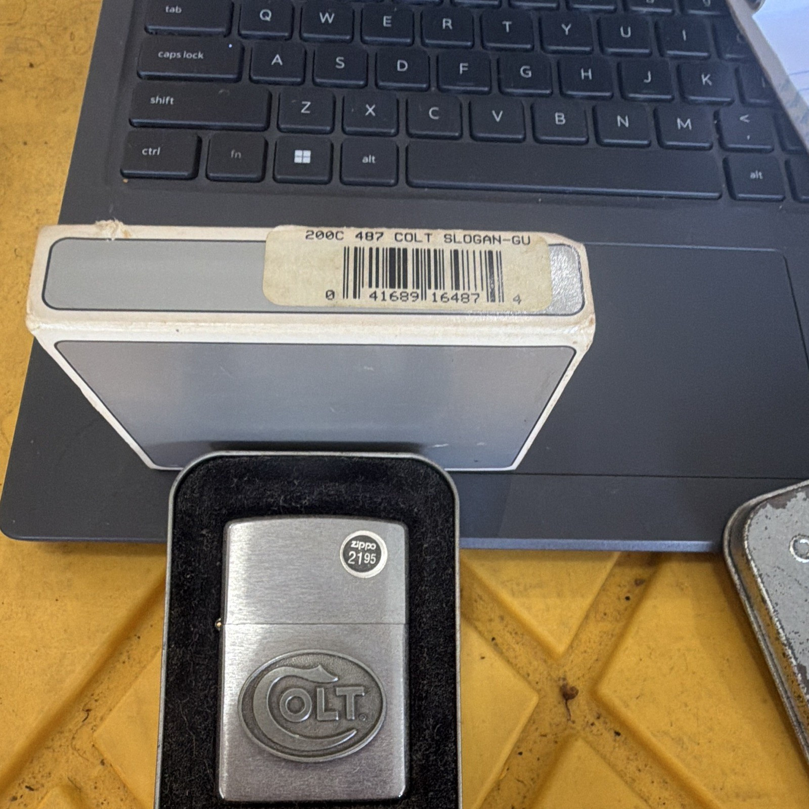 Zippo 2195 Colt Logo Emblem Brushed Chrome Lighter w/ Box & Guarantee Insert