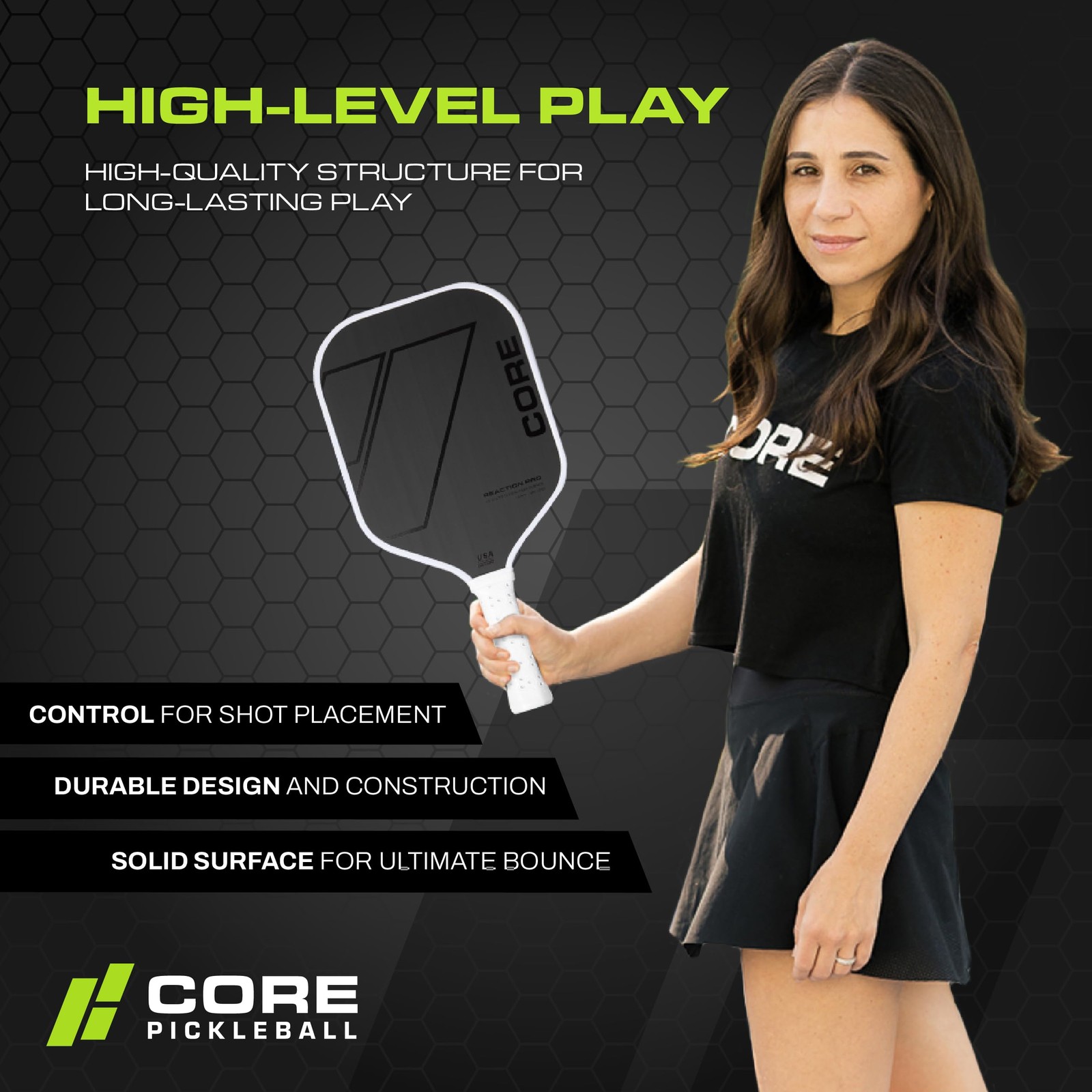 CORE Carbon Fiber Pickleball Paddle MX-1000 w/ Cover 16mm – USAPA Approved