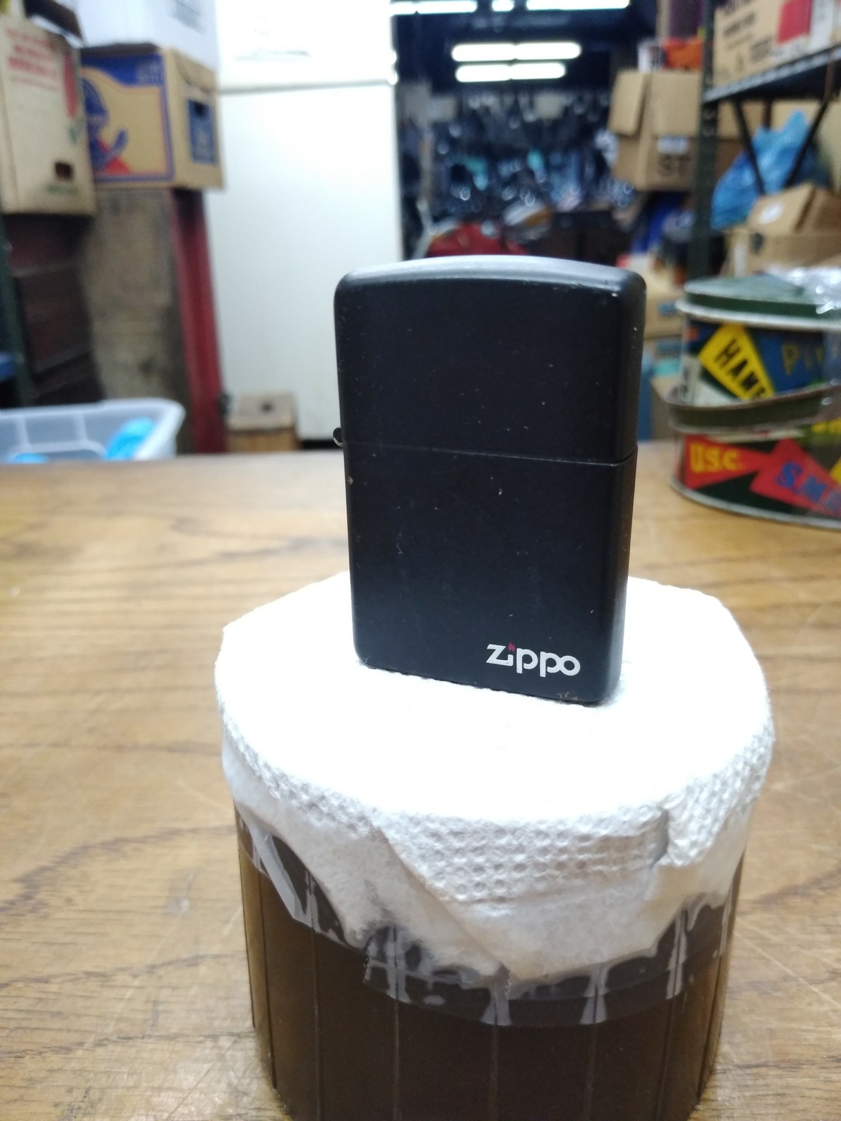 Vtg Zippo Black Matt Finish Cigarette Lighter Zippo Logo Nice Snap and Spark!