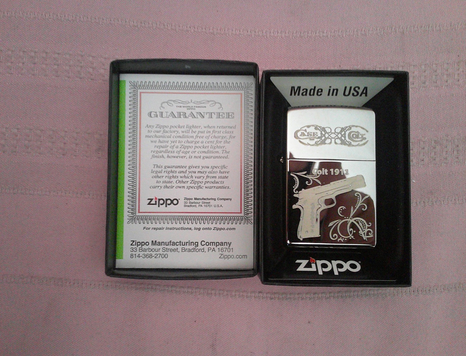 NIB USA MADE Case XX Colt .45 1911 U.S. Military Automatic Pistol Zippo Lighter!