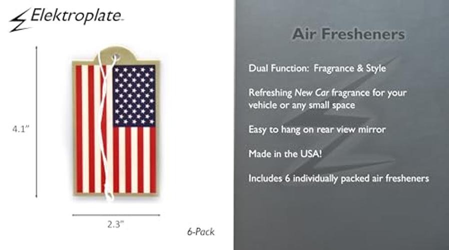 Red White and Blue American Flag Automotive Air Fresheners 6 Count (Pack of 1)