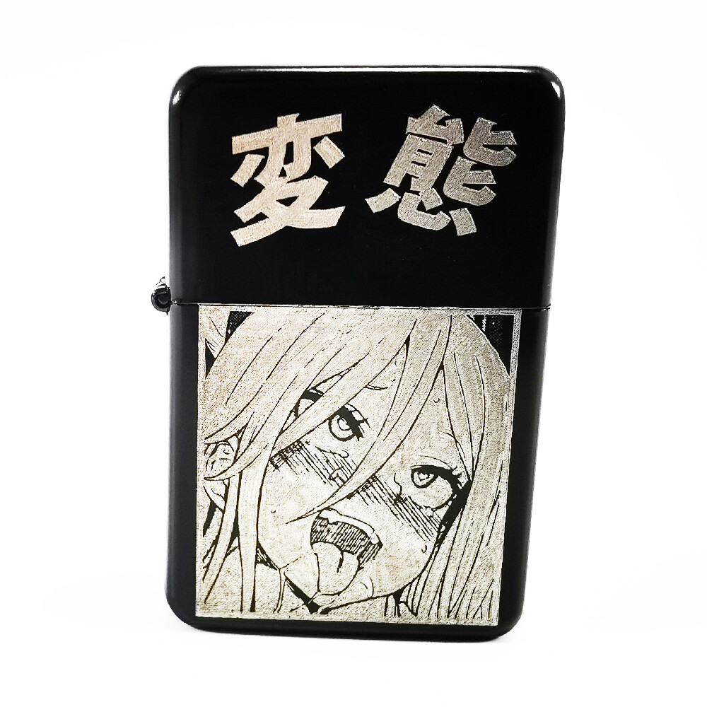 BRAND NEW –  DESIGNED BRUSHED STYLED CIGARETTE PETROL LIGHTER – Ahegao / Anime 2