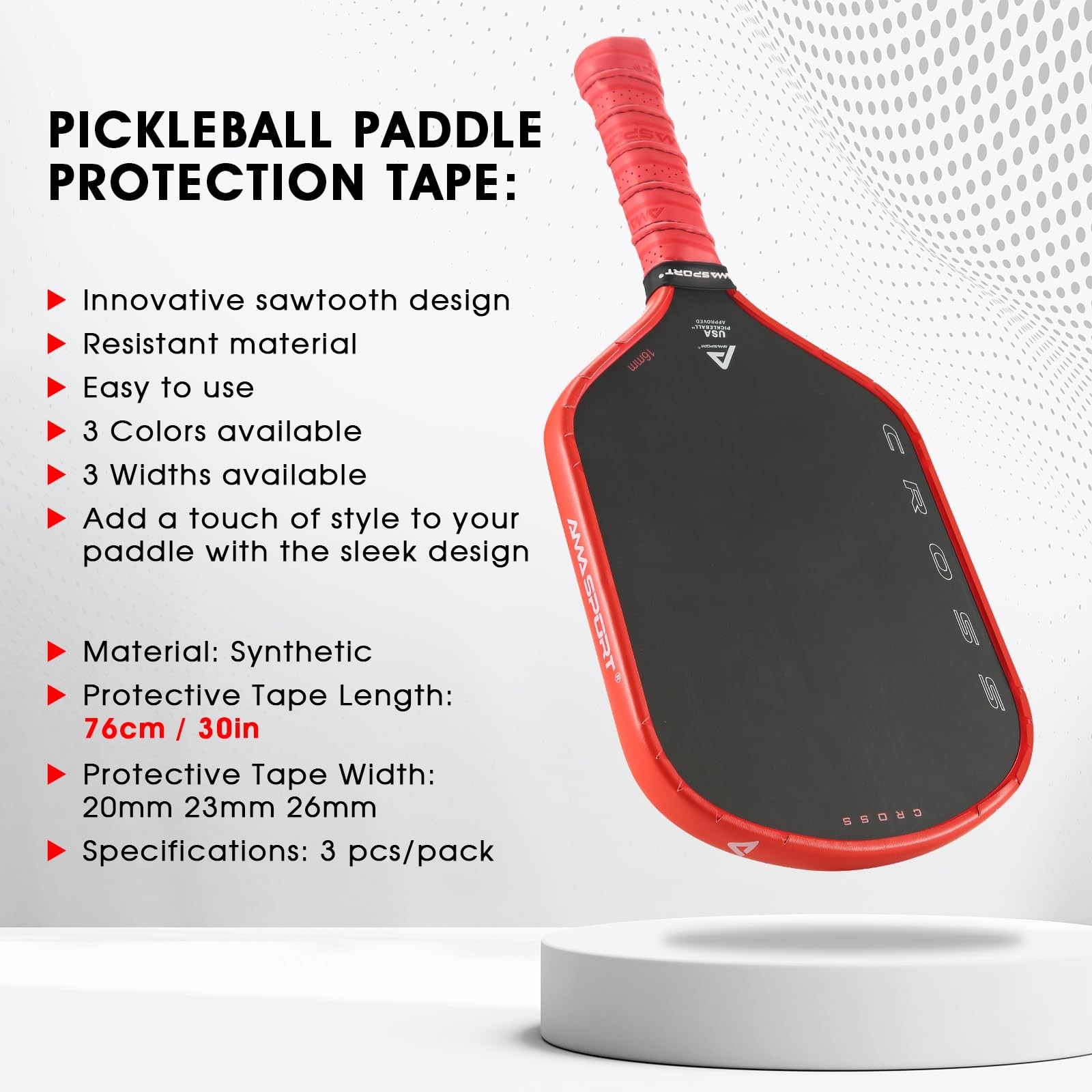 PICKLETECH Pickleball Paddle Edge Protection Tape Logo Head Guard Racket – 80 Ch
