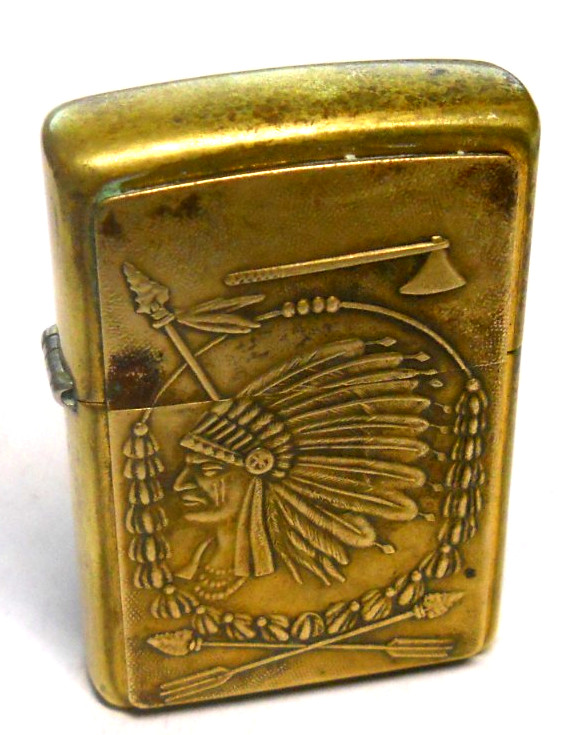 1999 Indian Chief Barrett Smythe Solid Brass Zippo lighter, Sparks