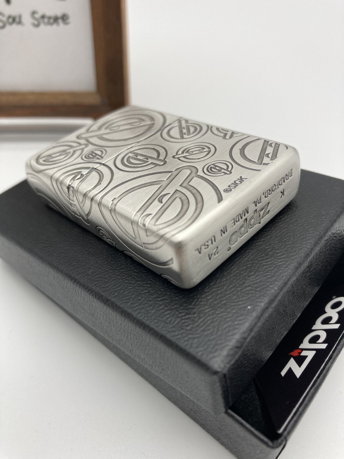 Zippo Ghost In The Shell Laughing Man Silver 3 Sided Etching Lighter Japan Anime