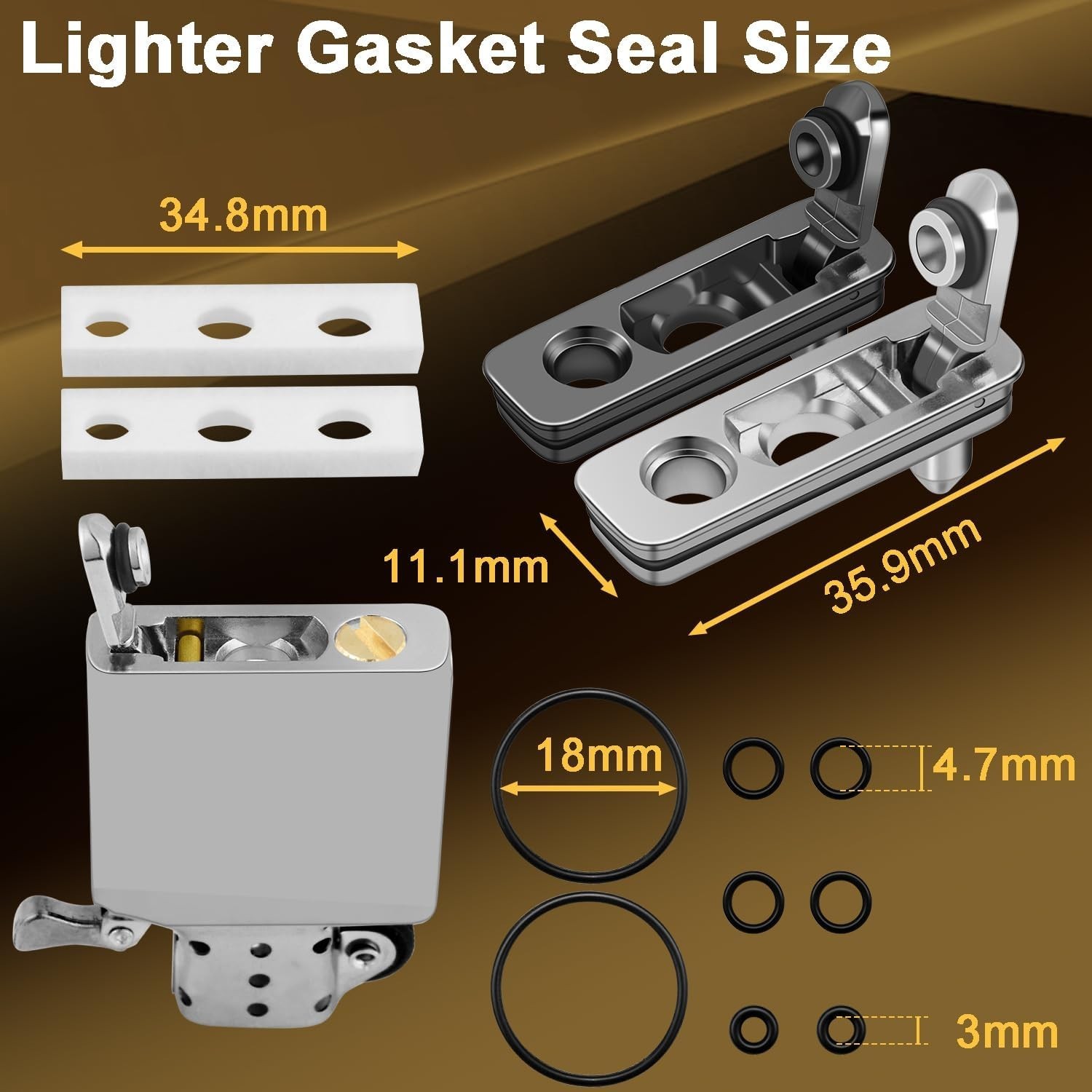 2 Set Lighter Gasket Seal Metal Repair Insert Sliver+black 2pcs