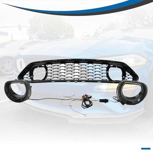 Mach 1 Style Grille with DRL Compatible with 2018-2023 Ford Mustang EcoBoost