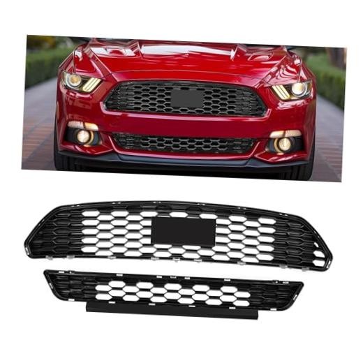 Front Upper+Lower Bumper Grille Compatible with 2015 Front Upper+Lower Grille
