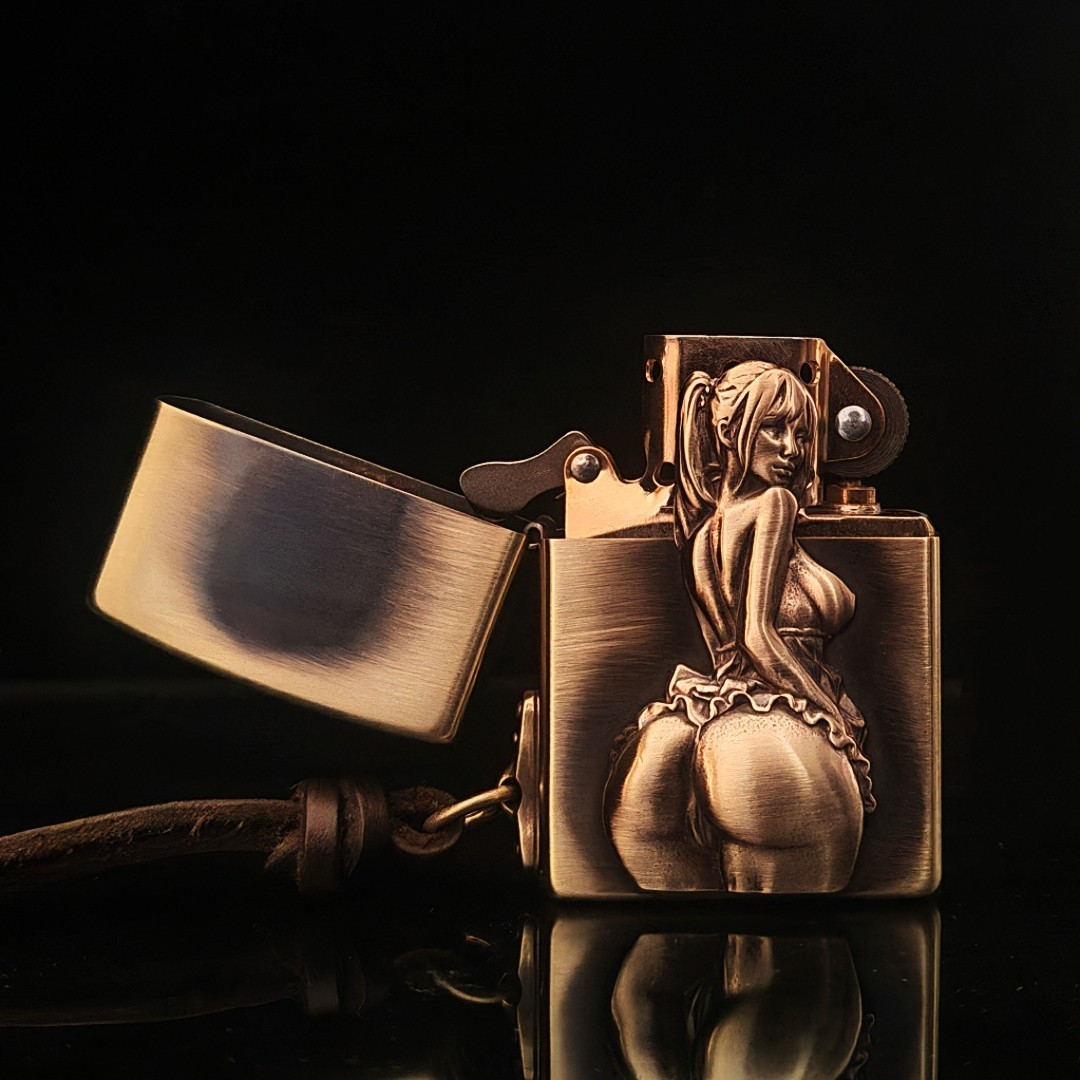 Vintage Style Female Zippo Lighter Emblem and Keychain Gift For Men