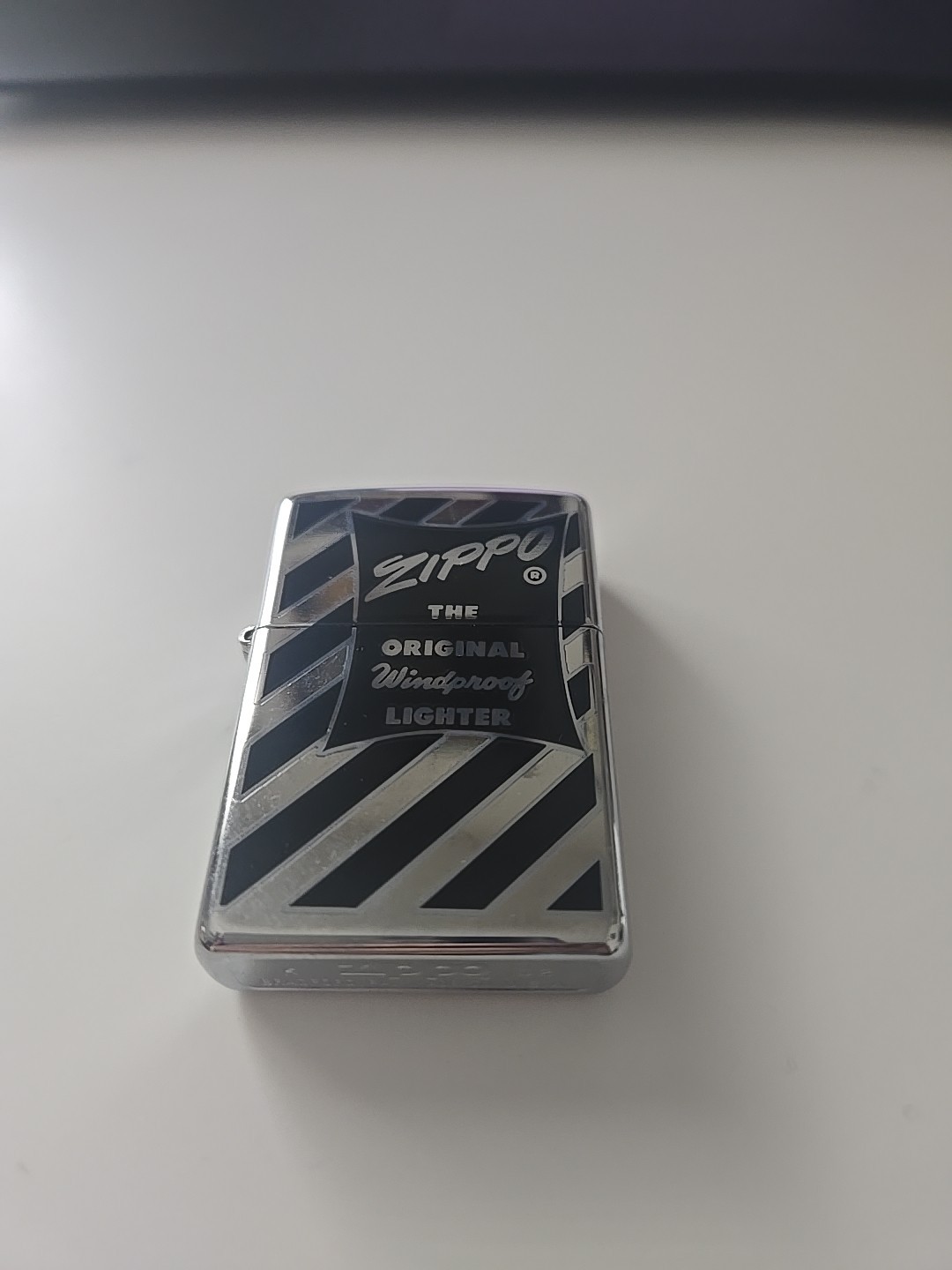 Zippo Lot Of 2 Chrome 1 Black Stripe & 1 Red Stripe 2002 New