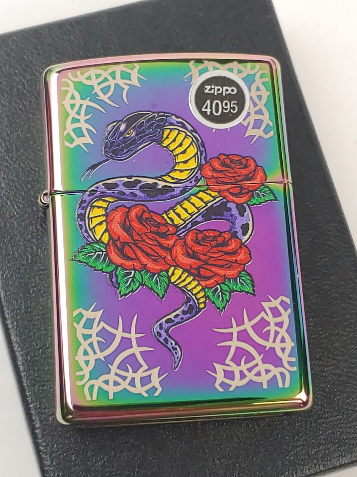 Zippo 48395 Snake w/ Roses Tattoo on Multi-Color Spectrum Lighter – APR (D) 2022