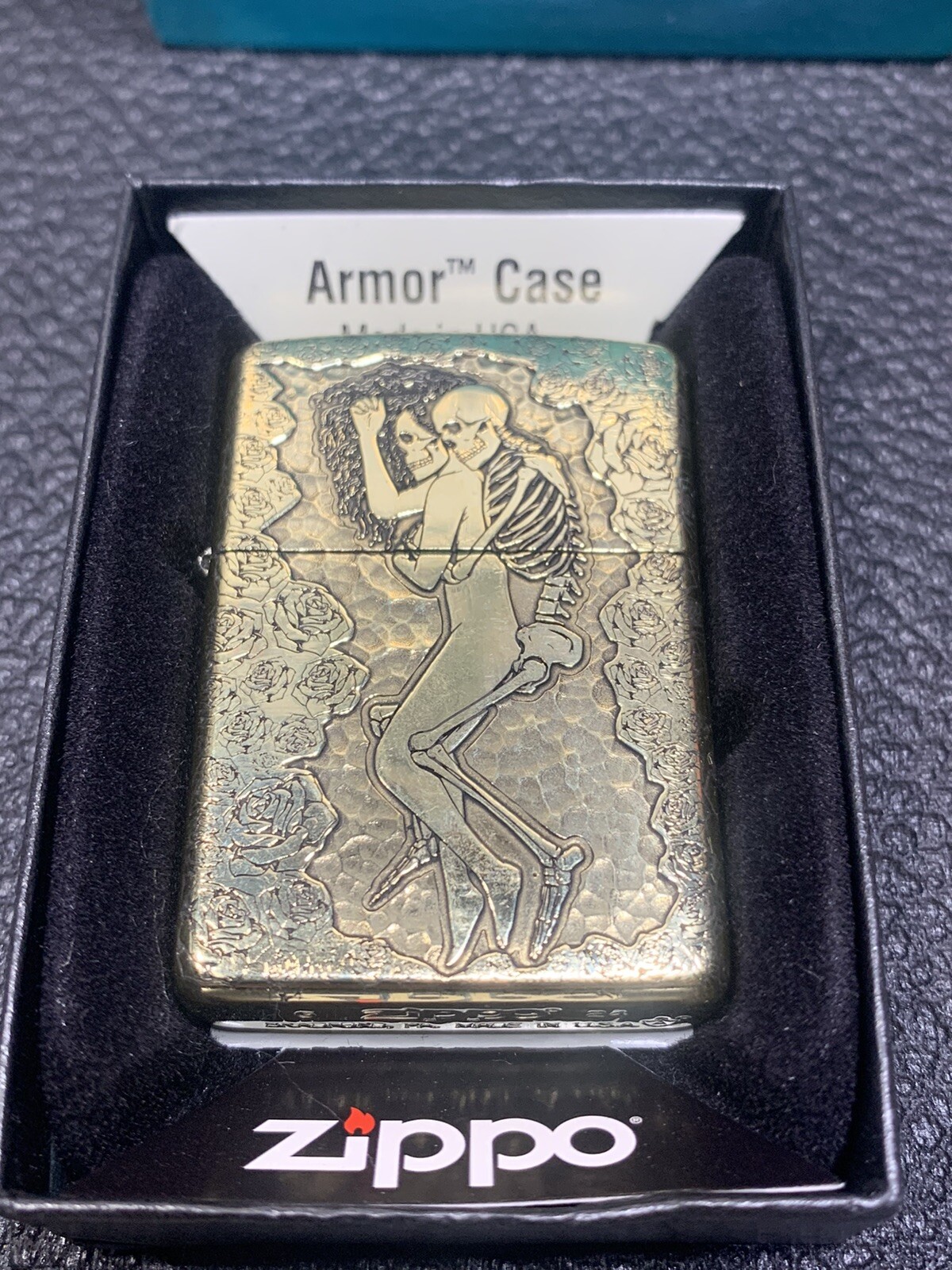 ZIPPO SKULL ETERNAL lOVE 2-SIDE ARMOR BRASS IN BOX NEW