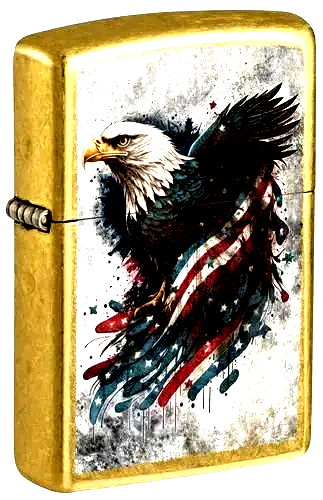 Sharp BRASS Patriotic Bald Eagle Zippo Lighter