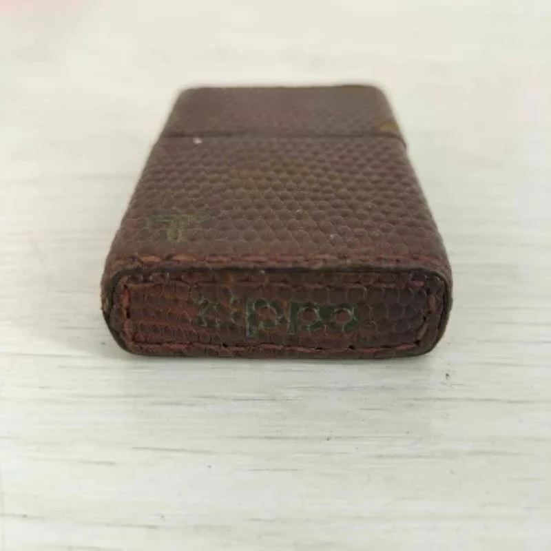 Zippo Leather Wrapped Oil Lighter Brown Mens Vintage Lighter