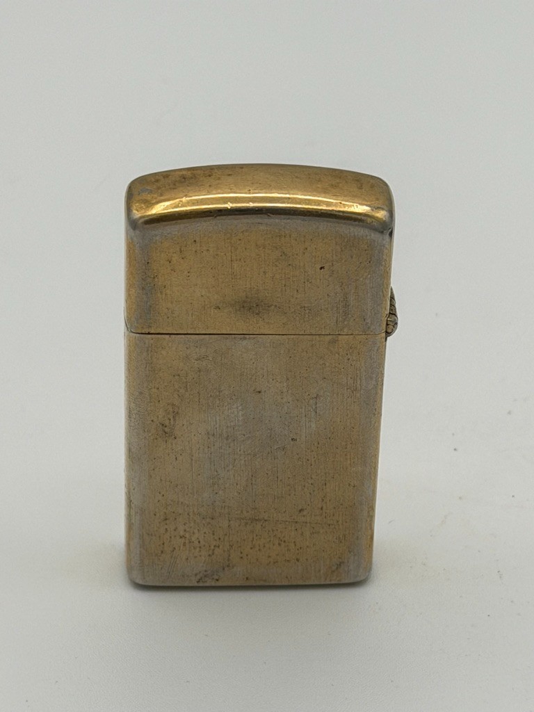 Vintage Zippo Lighter Brass Tone Diagonal Stripe W/ Case