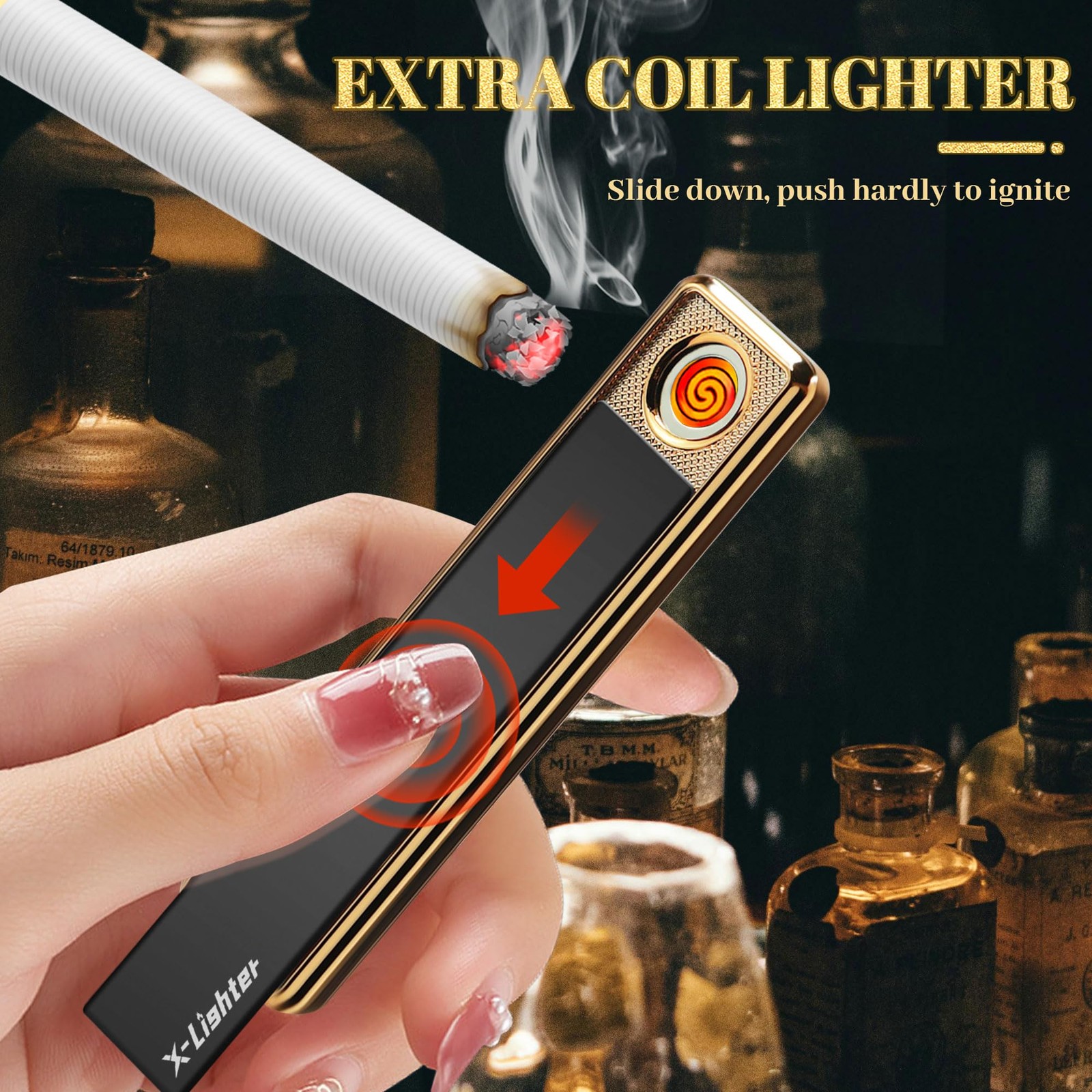 X-LIGHTER 2 Pack of Cigarette Case with Lighter for 100’s King Black + Brown