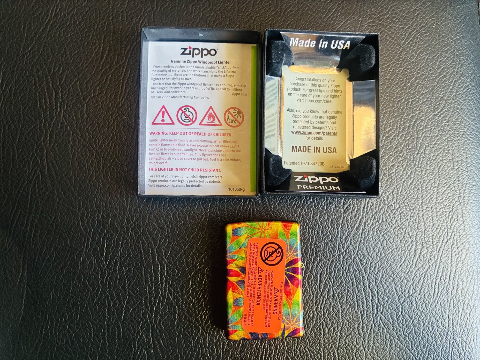Zippo Cannabis Design Lighters 2 Pack 48776 48736 Leaf Print Boxed USA