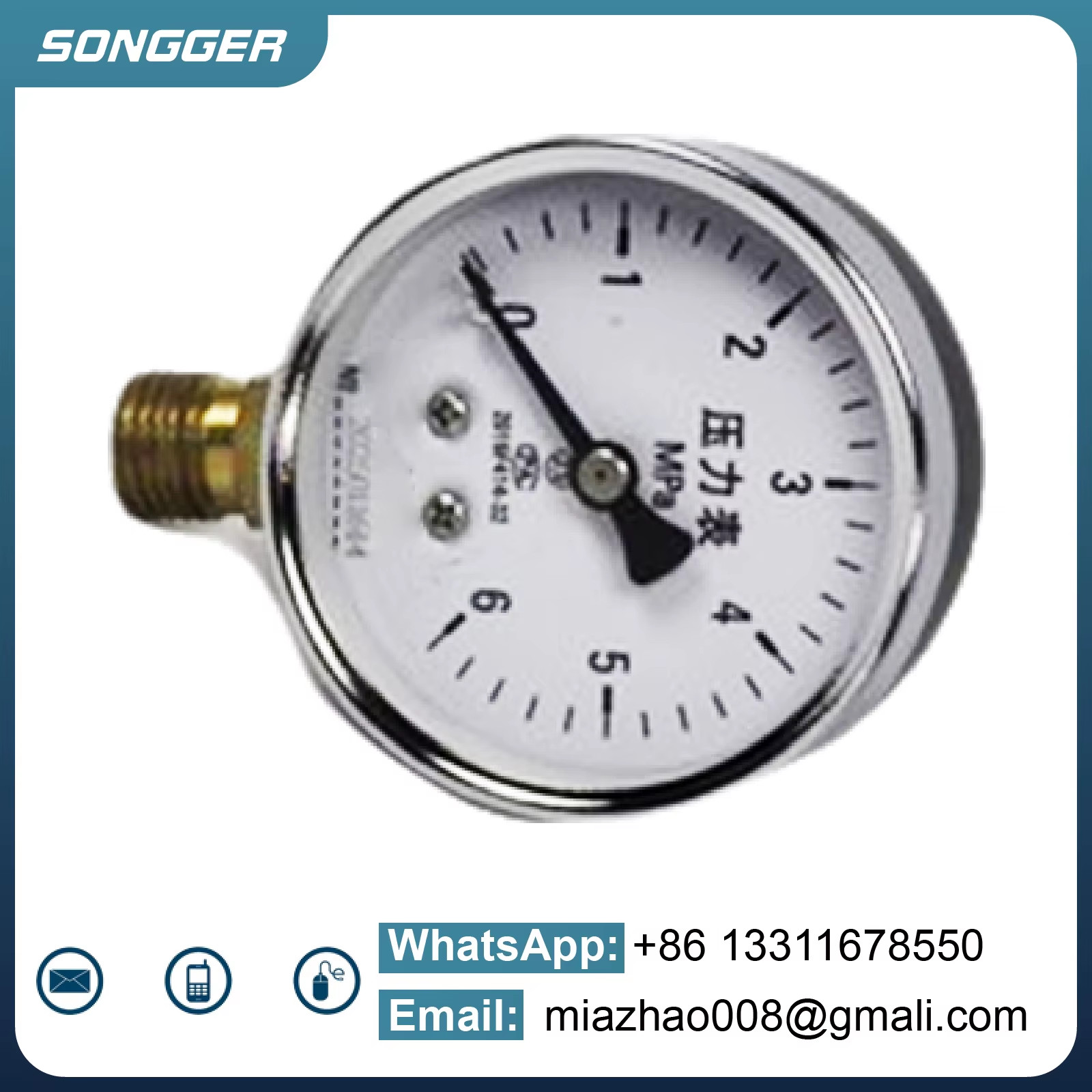 Y-60 Analog Mechanical Pressure Gauge Axial and Radial Mount Vacuum Negative Pre