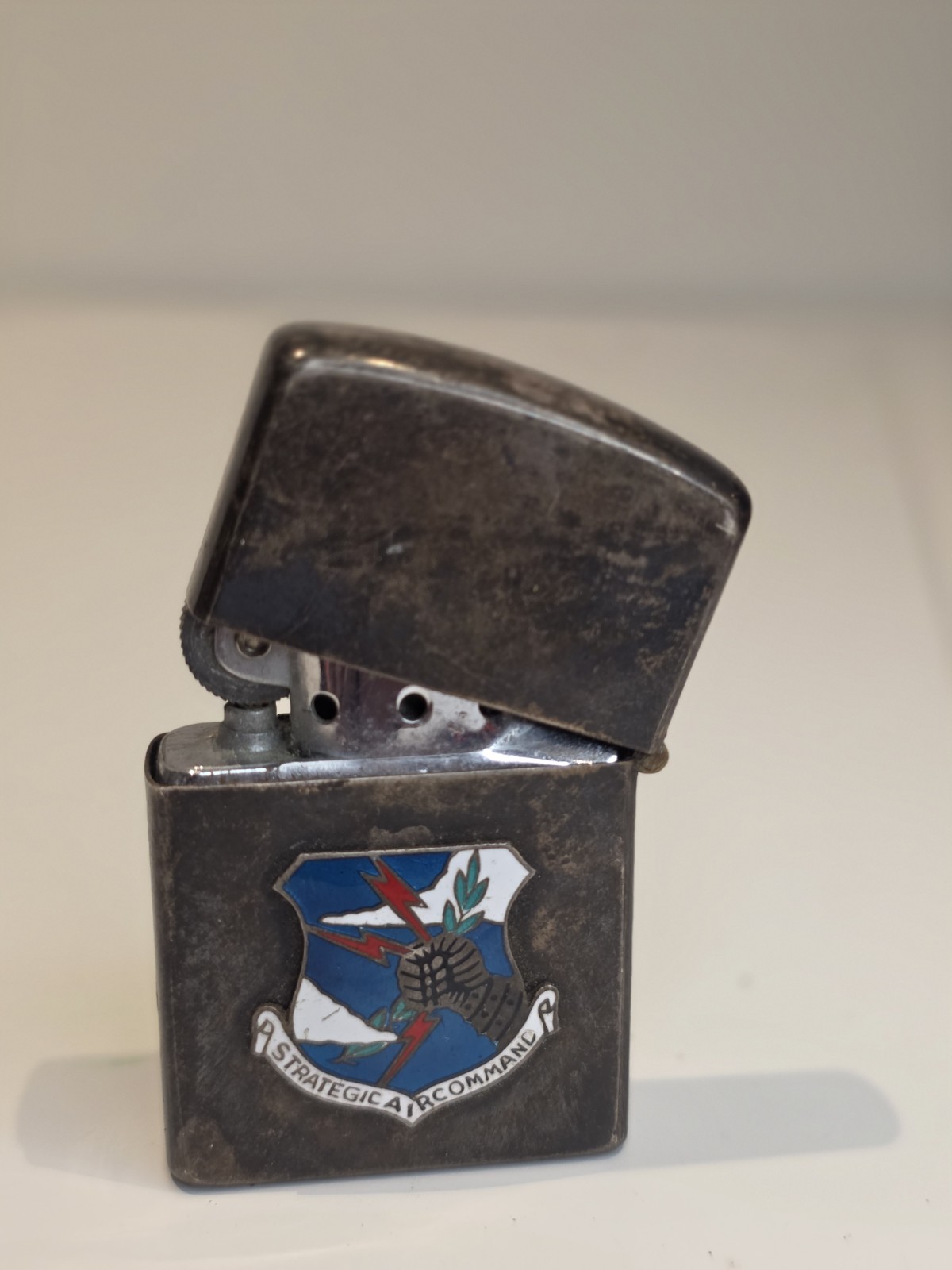 Vintage Sterling Silver 950 Zippo Lighter Strategic Air Command SAC Military