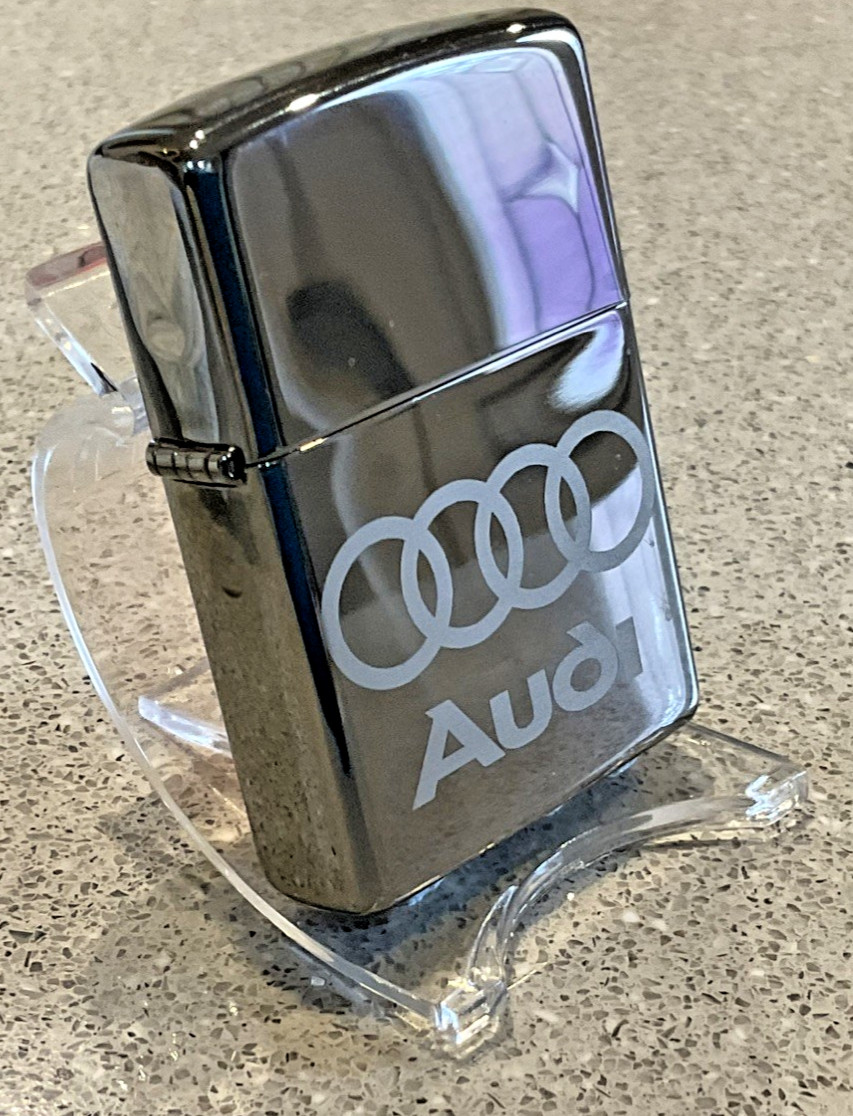 Genuine Brand New 2015 ZIPPO Lighter AMAZING ETCHED AUDI LOGO Black Ice Chrome