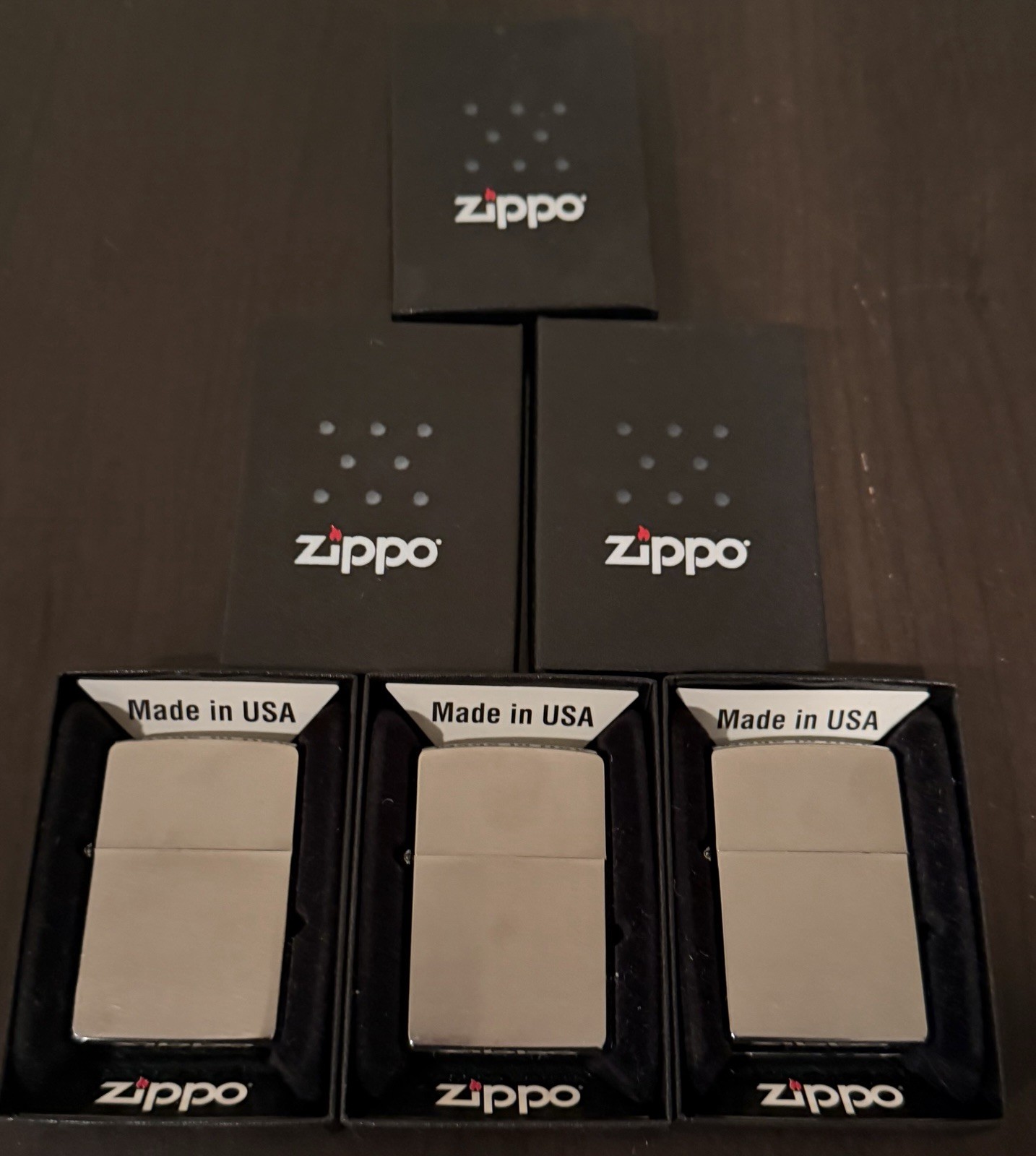 3 Vintage 2012 Zippo 200 Reg Brush Finish Chrome SEALED Original Box NEW NIB [3]